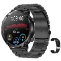 T30 1.6-inch Outdoor Sports Waterproof Smart Music Bluetooth Call Watch, Color: Black Steel+Silicone