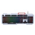 T-WOLF 130cm Line Length Cool Lighting Effect Metal Plate Gaming Wired Keyboard With Phone Holder(T1