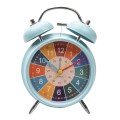 4 inch Early Learning Dual Ring Round Alarm Clock Student Bedside Metal Alarm Bell(Blue)