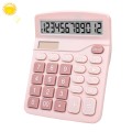 12-Digit Large Screen Solar Dual Power Calculator Student Exam Accounting Office Supplies(Pink)