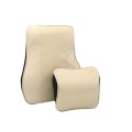 Leather Memory Foam All Season Car Seat Neck Support Cushion Headrest+Waist Pad(Beige)