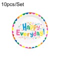 10pcs /Set Birthday Colorful Disposable Tableware Theme Party Decoration Set, Style: 7 inch Paper Tr