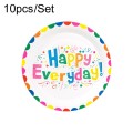 10pcs /Set Birthday Colorful Disposable Tableware Theme Party Decoration Set, Style: 9 inch Paper Tr
