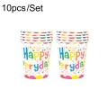 10pcs /Set Birthday Colorful Disposable Tableware Theme Party Decoration Set, Style: 230ml Paper Cup