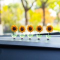 5pcs /Set Cute Sunflower Car Ornament Car Center Console Shaking Flowers Decoration, Style: A Model