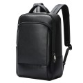 Bopai 61-123311 Large-Capacity First-Layer Cowhide Business Laptop Backpack(Black)
