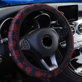 Car Steering Wheel Cover Printed Cloth Without Inner Elastic Band Cover, Pattern: Five Star Flower R