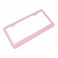 US Standard Stainless Steel License Plate Modified Frame With Diamonds, Color: Square Hole Pink Diam