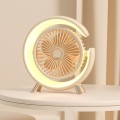 USB Charging Desktop Fan With Light Student Dormitory Light Sound Office Aroma Desktop Fan(Warm Whit