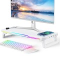 RGB Computer Monitor Stand Riser 3 USB 2.0 +1 Type-C Ports, Spec: Wireless Charging White