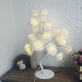 Rose Bedside Night Light Girl Heart Room Decoration Table Lamp, AC 220V(White Base)