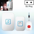 CACAZI C86 Wireless SOS Pager Doorbell Old man Child Emergency Alarm Remote Call Bell, EU Plug(White