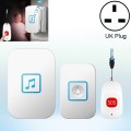CACAZI C86 Wireless SOS Pager Doorbell Old man Child Emergency Alarm Remote Call Bell, UK Plug(White