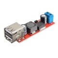 LDTR-WG0257 Dual USB 9V/12V/24V/36V to 5V Converter DC-DC 3A Step Down Power Module (Red)