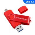 MicroDrive 32GB USB 3.0 Android Phone & Computer Dual-use Rotary Metal U Disk (Red)