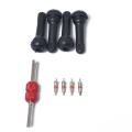 Snap-in Short Black Rubber Valve Stem (TR414) 4-Pack with Valve Core Wrench for Tubeless 0.453 Inch