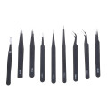 9 Pcs ESD Tweezer Anti-static Stainless Steel Precision Tweezers for Electronics