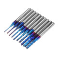 Drillpro 10pcs 0.8-3.175mm Blue NACO Coated PCB Bits Carbide Engraving Milling Cutter For CNC Tool R