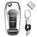 TPU One-piece Electroplating Opening Full Coverage Car Key Case with Key Ring for Ford