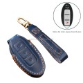 Hallmo Car Cowhide Leather Key Protective Cover Key Case for Nissan Sylphy 3-button Horn (Brown)
