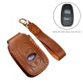 Hallmo Car Cowhide Leather Key Protective Cover Key Case for Subaru Forester (Brown)