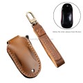 Hallmo Car Cowhide Leather Key Protective Cover Key Case for Tesla Model 3 A Style