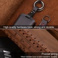 For Volvo Single Slit Style Car Cowhide Leather Key Protective Cover Key Case (Black)
