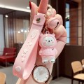 5 PCS Epoxy Sweater Bear Keychain Pendant Cartoon Animal Car Key Accessories(Pink)