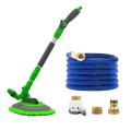 Soft Long-Handled Mop For Car Washing + Telescopic Hose Set, Style Mop + 7.5m Pipe (Blue)