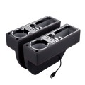 Car Dual USB Console PU Leather Box Cup Holder Seat Gap Side Storage Box