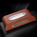 Universal Car Tissue Box with Temporary Parking Phone Number Card(Brown)