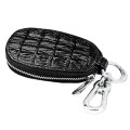 Crocodile Texture First Layer Cowhide Hanging Waist Car Key Bag(Black)