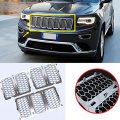 Silver / Chrome look  Honeycomb Front Grille Inserts For Jeep Grand Cherokee 2014-2016