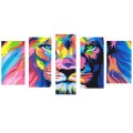 5 Pcs Wall Decorative Painting Huge Modern Abstract Wall Decor Colorful Lion
