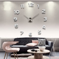 DIY 3D Frameless Wall Clock Modern Mute Large Mirror Surface Room Home O