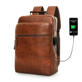 New 13L Outdoor Business Travel USB Laptop Backpack Waterproof PU Leather Should