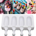 4 Cell Silicone Frozen Ice Cream Mold Juice Popsicle Maker Ice Lolly Pop Mould (SIZE 2 S)
