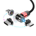 USLION 2.4A 2in1 LED 540 Magnetic Dual Position Game Quick Charge Data (Plug Micro USB Color1 Black)