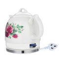 1.2L Electric Tea Water Kettle Ceramic Pot with Floral Rose Variable Temp White