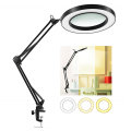 37+37cm Length Magnifying Glass Repair Lamp 3 Color LED Cold Light Beauty Tattoo Clip Table Lamp