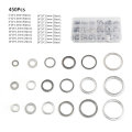 450Pcs Aluminum Sealing Solid Gaskets Washers Assorted Flat Metal O Rings Set for Oil Drain Plug Gas