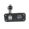 Motorcycle Auto Dual Usb Charger Adapter LED Indicator Volt Meterr