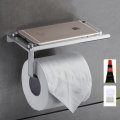 Aluminum Toilet Paper Punch Free Holder With Phone Shelf Wall Mounted Bathroom Accessories Tissues R