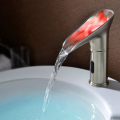 Automatic Sensor Faucet Waterfall LED Bathroom Basin Sink Faucet Widespread Brass Mixer Tap Single L