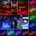 4Pcs 5050 LED Car Strip Underglow 40W RGB LED Neon Car Under Glow Atmosphere Strip Light APP bluetoo