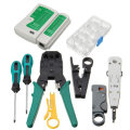 11pcs Network Combination PC Cable Wire Tester Crimping Cutter Punch Tools Kit Set