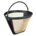 Permanent Reusable #4 Cone Shape Coffee Filter Mesh Basket Gold Tone Coffee Accessories