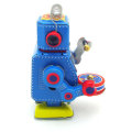 Classic Vintage Clockwork Wind Up Drum Playing Robot  Reminiscence Children Kids Tin Toys With Key