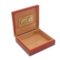 LUXFO LF1001 Brown Cedar Wood Lined Cigar Humidor With Hygrometer Box