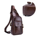 Men Leather Chest Bag Shoulder Bag Outdoor Travel Cross Body Messenger Bag